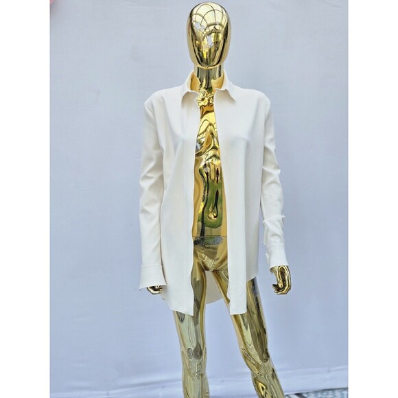 Marie Saint Pierre White Scuba Tile Top Tunic Size 0 Long Sleeve Zipper - Picture 8 of 10